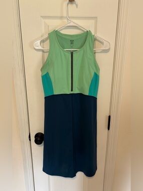 Title Nine Mint, Teal & Navy Zip-Front Midi Dress